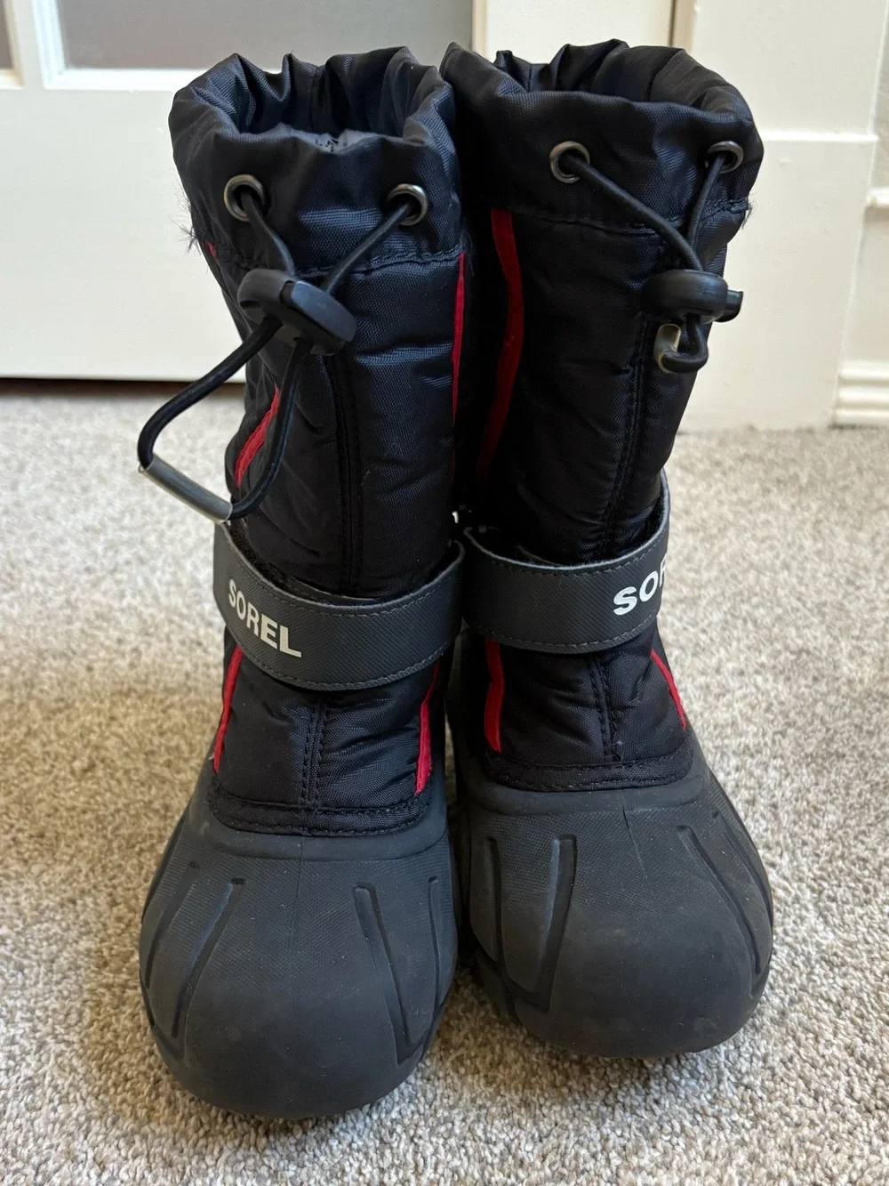 Sorel - Unisex Kids Pull On Lined Winter  Flurry Boots - Size 12 - Red & Black